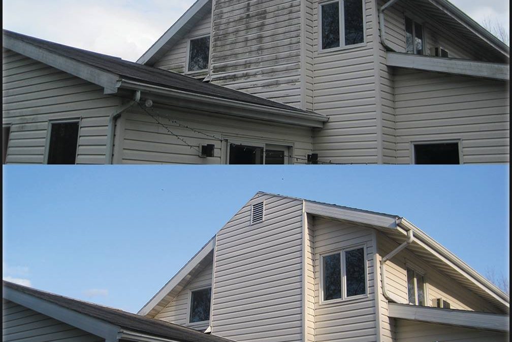 Power washing siding with softwash by Complete Power Wash