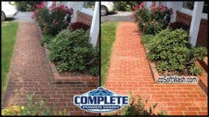 brick walk before and after pressure washing by Complete Power Wash in Hagerstown, MD