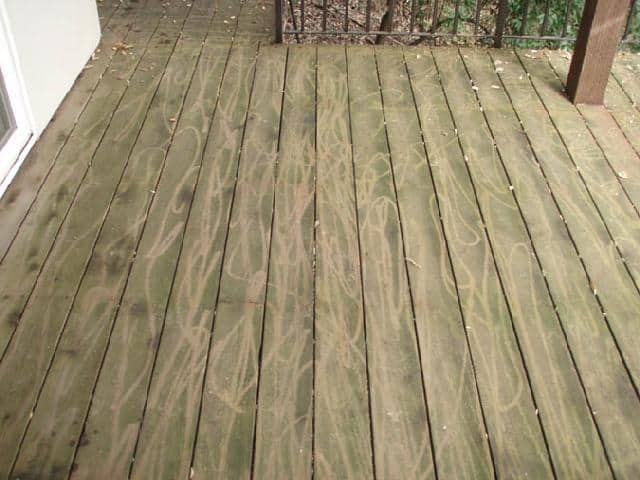 Pressure washing damage to wood deck