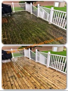 Deck before and after pressure washed by Complete Power Wash