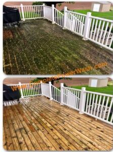 Deck before and after pressure washed by Complete Power Wash