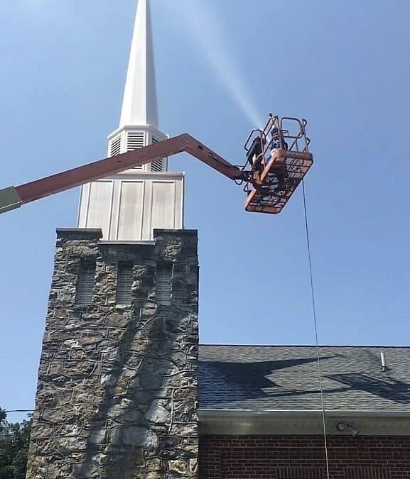 Steeple cleaning by Complete Power Wash in Hagerstown, MD.